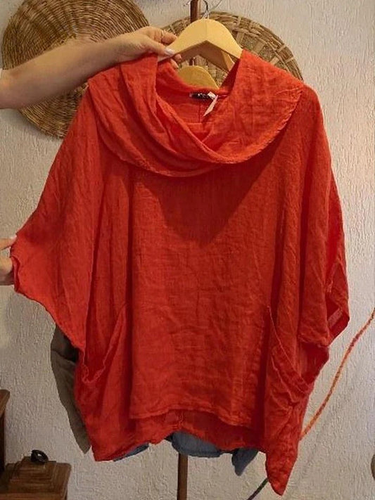 MIRELLE – RELAXED FIT 3/4 SLEEVE DRAPED NECK BLOUSE