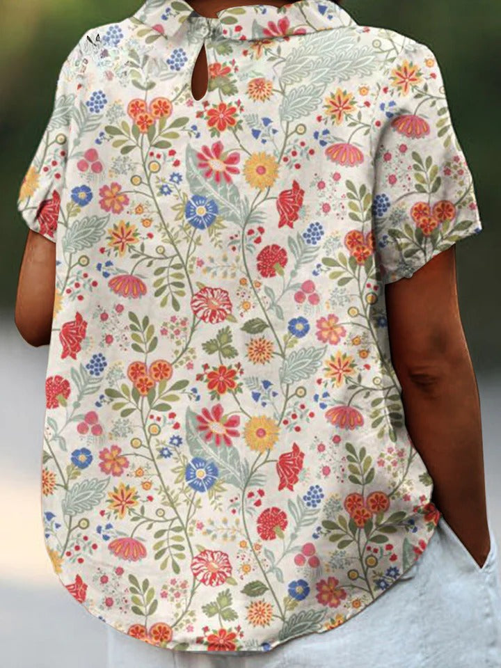 ELOWYN – FLORAL COTTON-LINEN TUNIC
