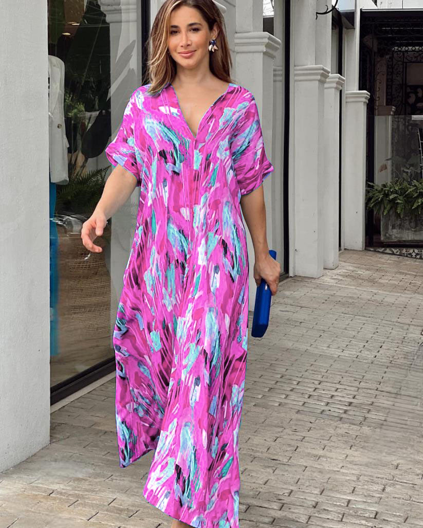 LYRA – ARTISTIC ELEGANCE ABSTRACT MAXI DRESS