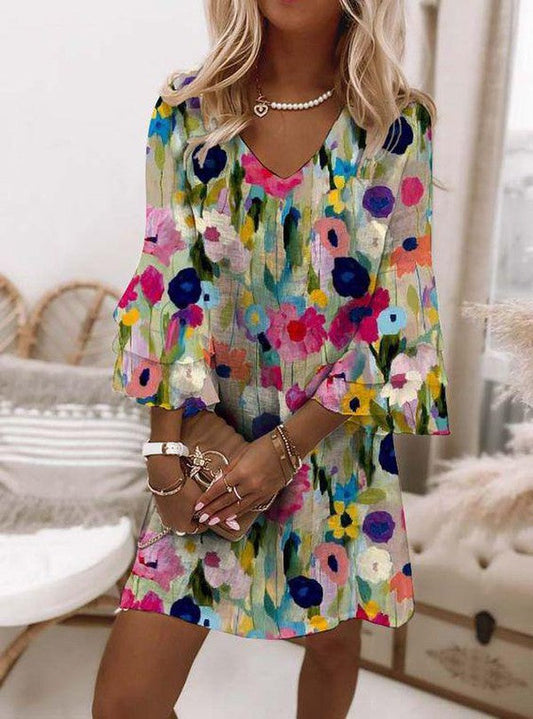 MARIBEL – GRACEFUL FLORAL SHIFT DRESS