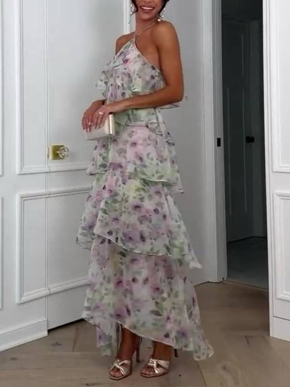 CELINA – LIGHT & LOVELY RUFFLE HALTER MAXI DRESS