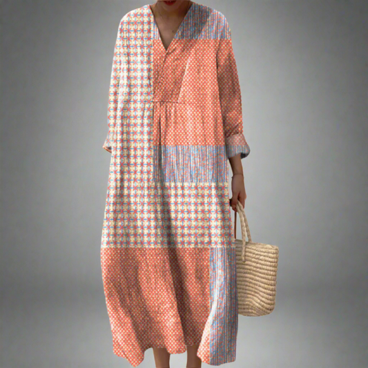 Nora Coral Starburst Midi Dress - Comfortable Summer Dress for Women