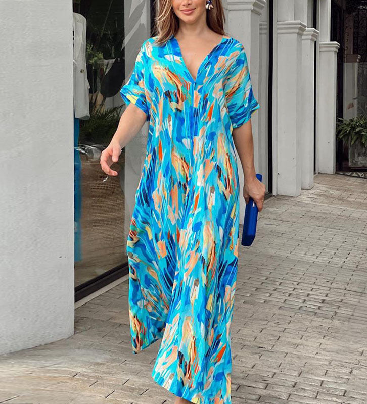 LYRA – ARTISTIC ELEGANCE ABSTRACT MAXI DRESS