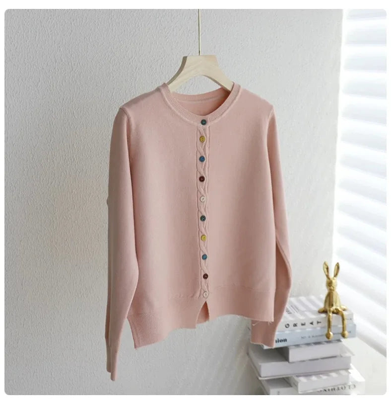 THE CLARISSE | COLOR-BUTTON CARDIGAN