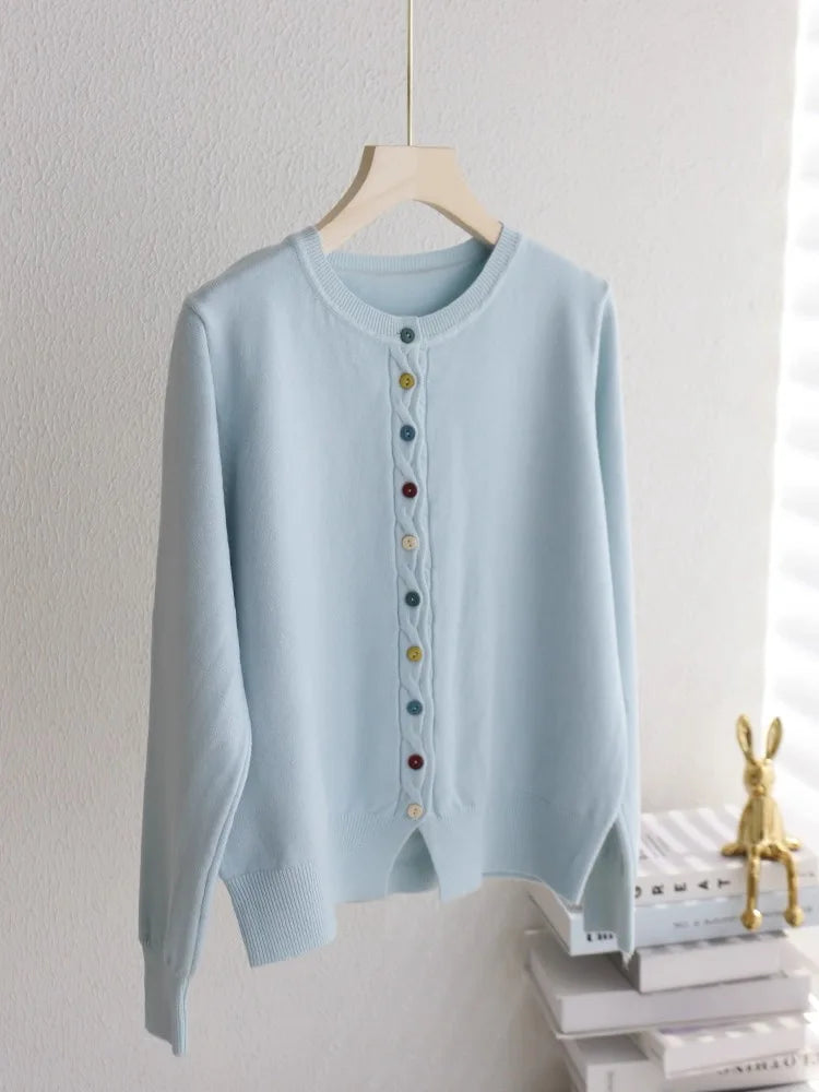 THE CLARISSE | COLOR-BUTTON CARDIGAN