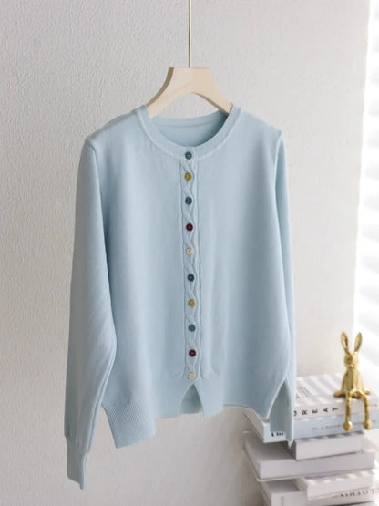THE CLARISSE | COLOR-BUTTON CARDIGAN