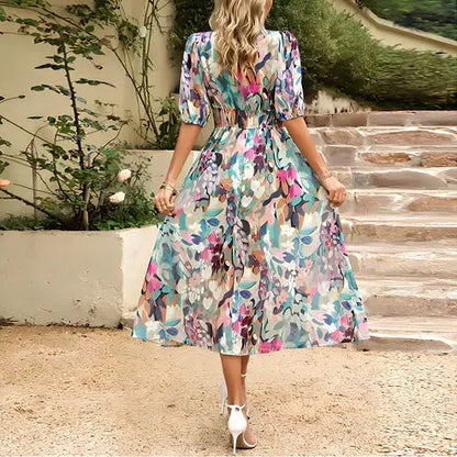 CELESTE-ANNE | VINTAGE GLAM SLEEVE MIDI DRESS