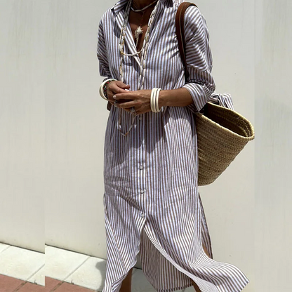 CELESTE – COMFORTABLE STRIPED MIDI DRESS