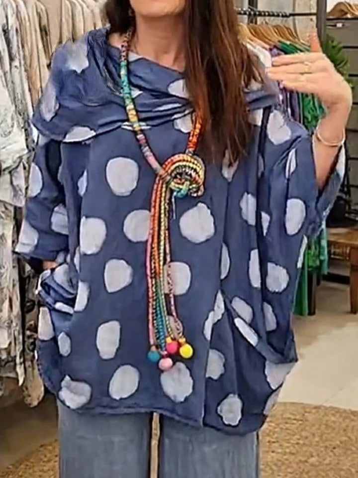 MIRELLE – RELAXED FIT 3/4 SLEEVE DRAPED NECK BLOUSE