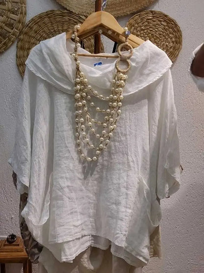 MIRELLE – RELAXED FIT 3/4 SLEEVE DRAPED NECK BLOUSE