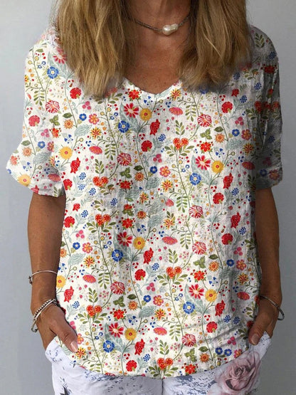 ELOWYN – FLORAL COTTON-LINEN TUNIC