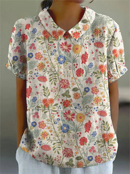 ELOWYN – FLORAL COTTON-LINEN TUNIC